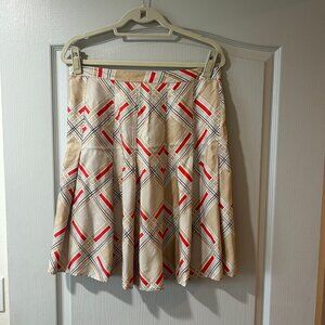 Iconic GAP Womens 100% Silk Plaid Pleated Skirt